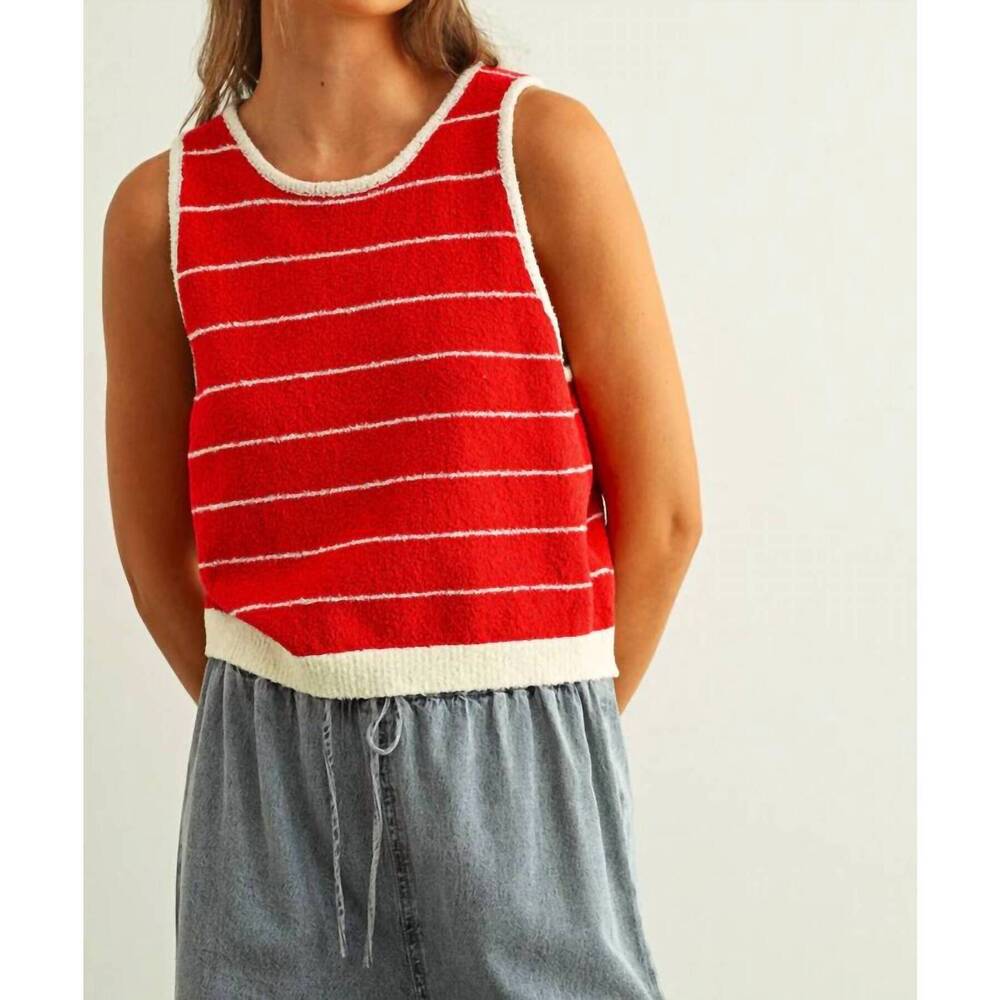 NEW MIOU MUSE striped knit top in red